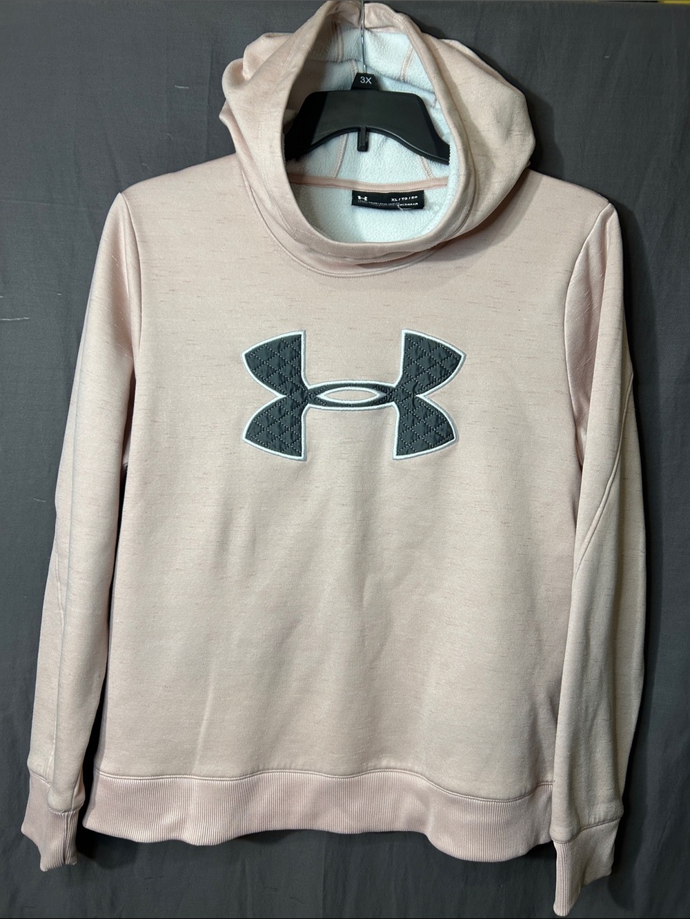 Under Armour Women's Light Pink Hoodie with Gray Logo